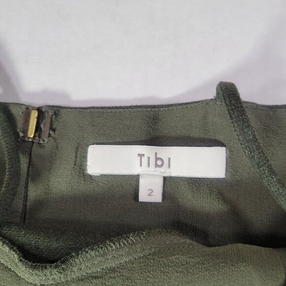 Tibi Womens Olive Green Professional Sleeveless Cropped Camisole Tank Top Size 2 - Picture 2 of 6
